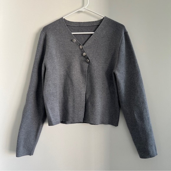 Sdeer Striped Texture Dress Sweater Cardigan Set - Picture 6 of 8